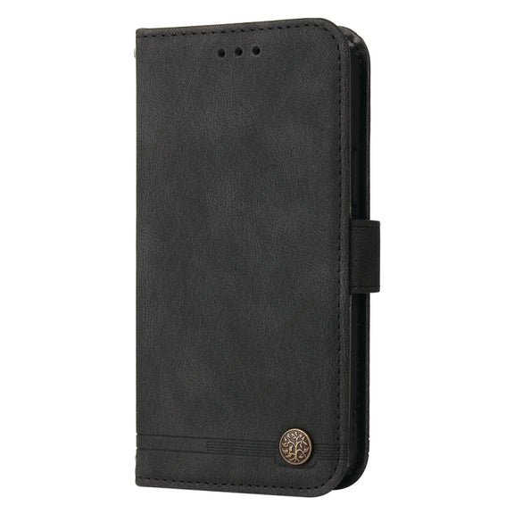 For Google Pixel 9 Skin Feel Life Tree Metal Button Leather Phone Case(Black)