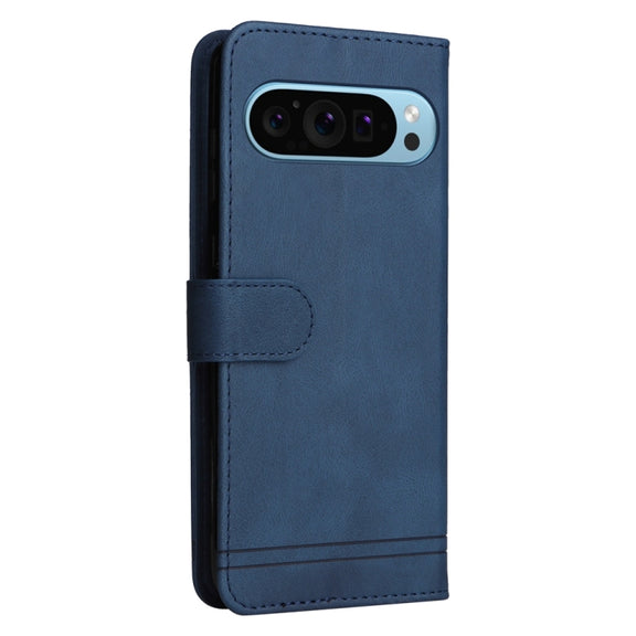 For Google Pixel 9 Skin Feel Life Tree Metal Button Leather Phone Case(Blue)