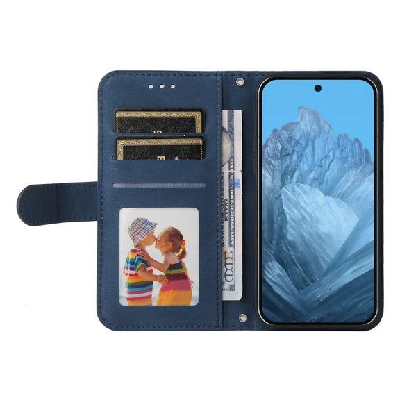 For Google Pixel 9 Skin Feel Life Tree Metal Button Leather Phone Case(Blue)