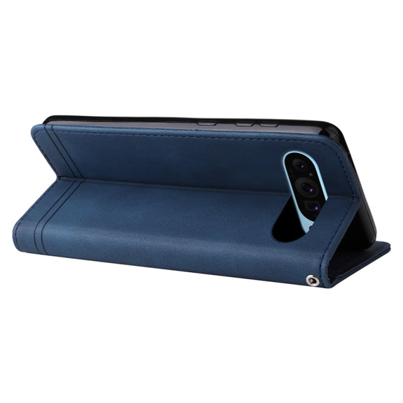 For Google Pixel 9 Skin Feel Life Tree Metal Button Leather Phone Case(Blue)