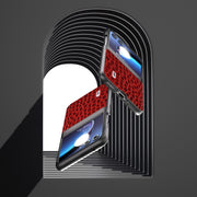 For Motorola Razr 40 Ultra ABEEL Genuine Leather Crocodile Pattern Black Edge Phone Case(Red)