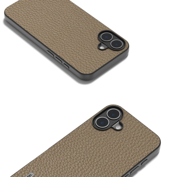 For iPhone 16 ABEEL Genuine Leather Litchi Texture Phone Case(Grey)