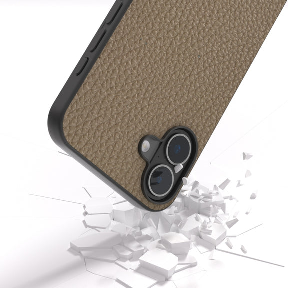 For iPhone 16 ABEEL Genuine Leather Litchi Texture Phone Case(Grey)