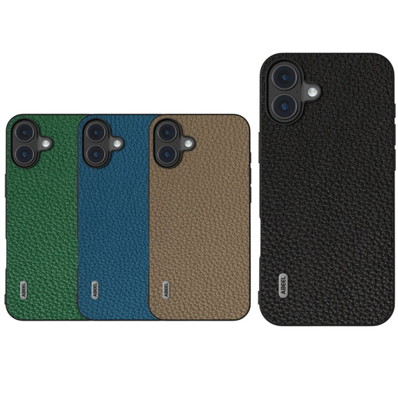 For iPhone 16 ABEEL Genuine Leather Litchi Texture Phone Case(Grey)