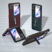 For OPPO Find N2 Flip ABEEL Dream Litchi Texture PU Phone Case with Holder(Khaki)
