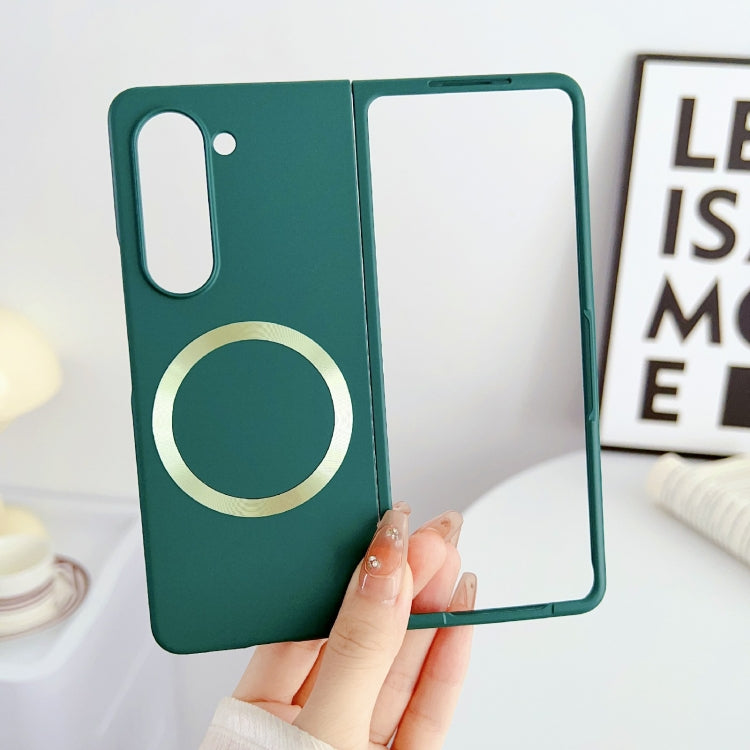 For Samsung Galaxy Z Fold5 Skin Feel Magsafe Magnetic Shockproof PC Phone Case(Dark Green)