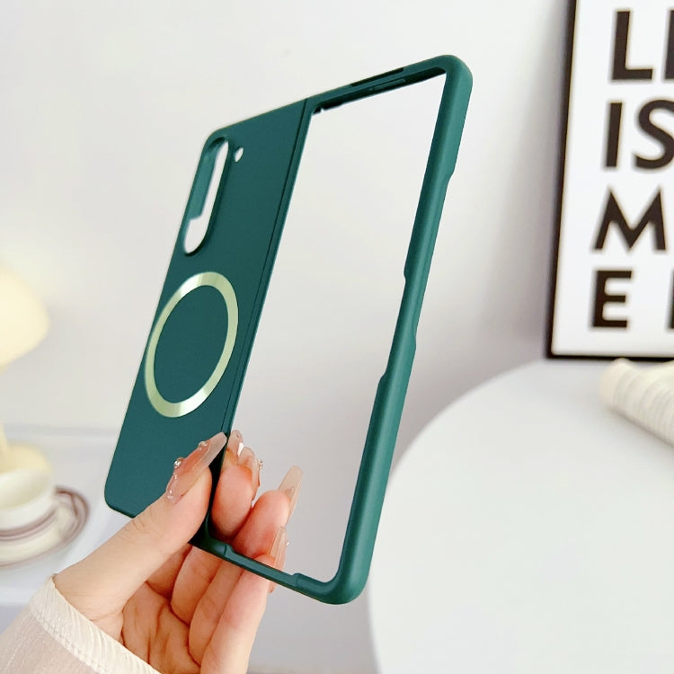 For Samsung Galaxy Z Fold5 Skin Feel Magsafe Magnetic Shockproof PC Phone Case(Dark Green)