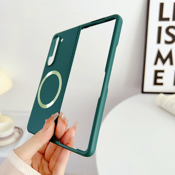 For Samsung Galaxy Z Fold5 Skin Feel Magsafe Magnetic Shockproof PC Phone Case(Dark Green)