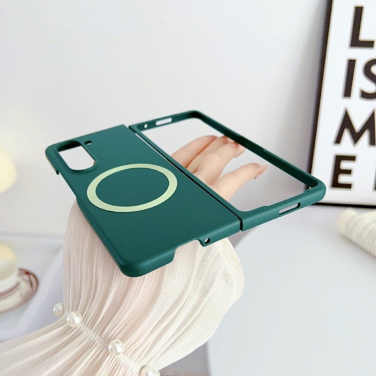 For Samsung Galaxy Z Fold5 Skin Feel Magsafe Magnetic Shockproof PC Phone Case(Dark Green)