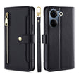 For Tecno Camon 20 Pro 4G Sheep Texture Cross-body Zipper Wallet Leather Phone Case(Black) - Tecno Cases by PMC TechLife | Online Shopping South Africa | PMC TechLife | Buy Now Pay Later Mobicred