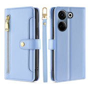 For Tecno Camon 20 Pro 4G Sheep Texture Cross-body Zipper Wallet Leather Phone Case(Blue)