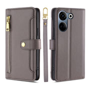 For Tecno Camon 20 Pro 4G Sheep Texture Cross-body Zipper Wallet Leather Phone Case(Grey)