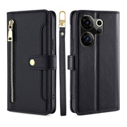 For Tecno Camon 20 Premier 5G Sheep Texture Cross-body Zipper Wallet Leather Phone Case(Black)