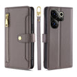 For Tecno Camon 20 Premier 5G Sheep Texture Cross-body Zipper Wallet Leather Phone Case(Grey) - Tecno Cases by PMC TechLife | Online Shopping South Africa | PMC TechLife | Buy Now Pay Later Mobicred