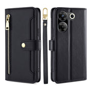 For Tecno Camon 20 Pro 5G Sheep Texture Cross-body Zipper Wallet Leather Phone Case(Black)