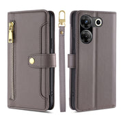 For Tecno Camon 20 Pro 5G Sheep Texture Cross-body Zipper Wallet Leather Phone Case(Grey)
