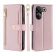 For Tecno Camon 20 Pro 5G Sheep Texture Cross-body Zipper Wallet Leather Phone Case(Pink) - Tecno Cases by PMC TechLife | Online Shopping South Africa | PMC TechLife | Buy Now Pay Later Mobicred