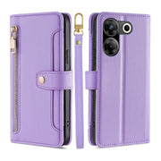 For Tecno Camon 20 Pro 5G Sheep Texture Cross-body Zipper Wallet Leather Phone Case(Purple)
