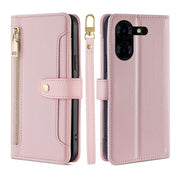 For Tecno Pova 5 Pro Sheep Texture Cross-body Zipper Wallet Leather Phone Case(Pink)