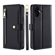 For Tecno Pova Neo 3 Sheep Texture Cross-body Zipper Wallet Leather Phone Case(Black)