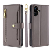 For Tecno Pova Neo 3 Sheep Texture Cross-body Zipper Wallet Leather Phone Case(Grey)