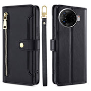 For Tecno Camon 30 Pro 5G Sheep Texture Cross-body Zipper Wallet Leather Phone Case(Black)