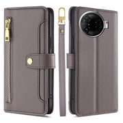 For Tecno Camon 30 Pro 5G Sheep Texture Cross-body Zipper Wallet Leather Phone Case(Grey)