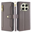 For Tecno Camon 30 Sheep Texture Cross-body Zipper Wallet Leather Phone Case(Grey) - Tecno Cases by PMC TechLife | Online Shopping South Africa | PMC TechLife | Buy Now Pay Later Mobicred