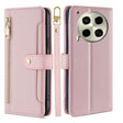 For Tecno Camon 30 Sheep Texture Cross-body Zipper Wallet Leather Phone Case(Pink) - Tecno Cases by PMC TechLife | Online Shopping South Africa | PMC TechLife | Buy Now Pay Later Mobicred