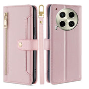For Tecno Camon 30 Sheep Texture Cross-body Zipper Wallet Leather Phone Case(Pink)