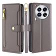 For Tecno Camon 30 Premier 5G Sheep Texture Cross-body Zipper Wallet Leather Phone Case(Grey) - Tecno Cases by PMC TechLife | Online Shopping South Africa | PMC TechLife | Buy Now Pay Later Mobicred