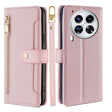 For Tecno Camon 30 Premier 5G Sheep Texture Cross-body Zipper Wallet Leather Phone Case(Pink) - Tecno Cases by PMC TechLife | Online Shopping South Africa | PMC TechLife | Buy Now Pay Later Mobicred