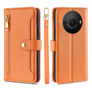 For Sharp Aquos R8 Pro SH-51 Sheep Texture Cross-body Zipper Wallet Leather Phone Case(Orange)