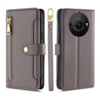 For Sharp Aquos R8 Pro SH-51 Sheep Texture Cross-body Zipper Wallet Leather Phone Case(Grey) - More Brand by PMC TechLife | Online Shopping South Africa | PMC TechLife | Buy Now Pay Later Mobicred