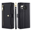 For Sharp Aquos R8 SH-52D Sheep Texture Cross-body Zipper Wallet Leather Phone Case(Black) - More Brand by PMC TechLife | Online Shopping South Africa | PMC TechLife | Buy Now Pay Later Mobicred