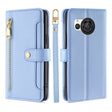For Sharp Aquos R8 SH-52D Sheep Texture Cross-body Zipper Wallet Leather Phone Case(Blue) - More Brand by PMC TechLife | Online Shopping South Africa | PMC TechLife | Buy Now Pay Later Mobicred