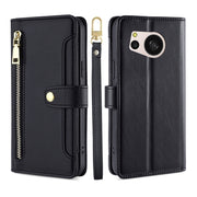 For Sharp Aquos sense8 Sheep Texture Cross-body Zipper Wallet Leather Phone Case(Black)