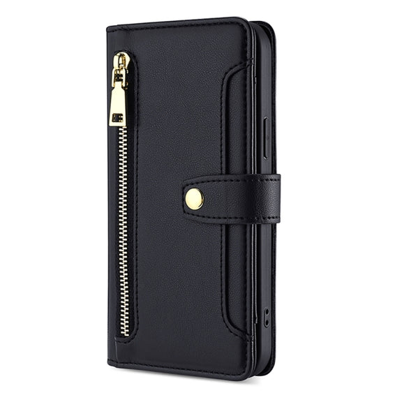 For Sharp Aquos sense8 Sheep Texture Cross-body Zipper Wallet Leather Phone Case(Black)