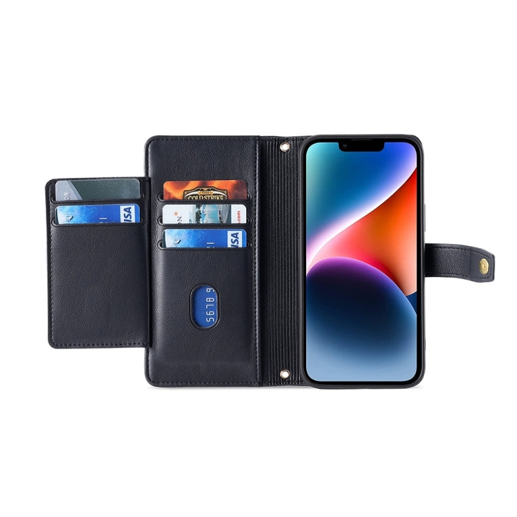For Sharp Aquos sense8 Sheep Texture Cross-body Zipper Wallet Leather Phone Case(Black)