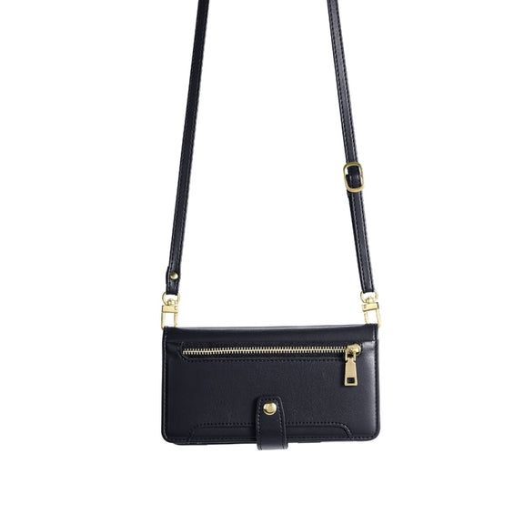 For Sharp Aquos sense8 Sheep Texture Cross-body Zipper Wallet Leather Phone Case(Black)