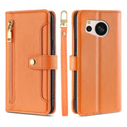 For Sharp Aquos sense8 Sheep Texture Cross-body Zipper Wallet Leather Phone Case(Orange)