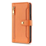 For Sharp Aquos sense8 Sheep Texture Cross-body Zipper Wallet Leather Phone Case(Orange)
