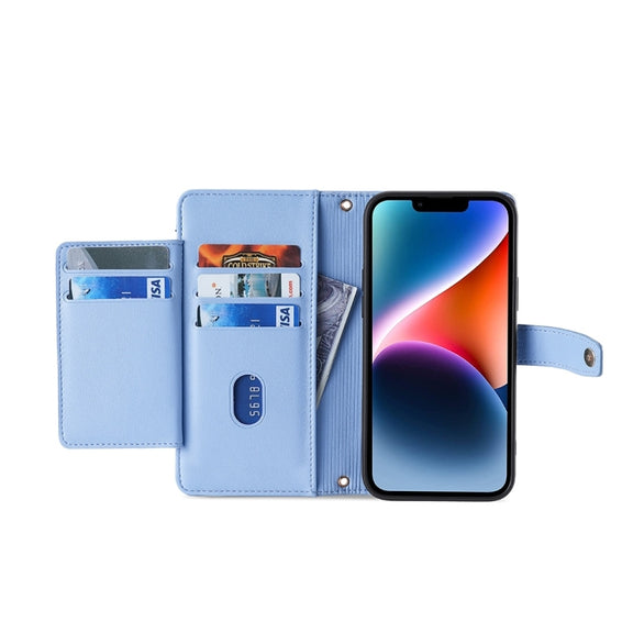 For Sharp Aquos sense8 Sheep Texture Cross-body Zipper Wallet Leather Phone Case(Blue)