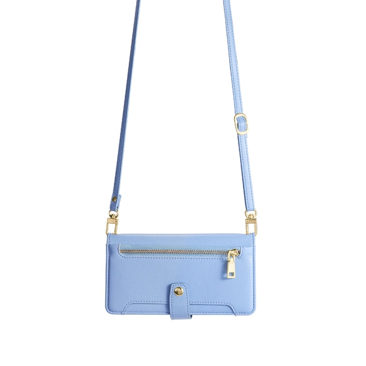 For Sharp Aquos sense8 Sheep Texture Cross-body Zipper Wallet Leather Phone Case(Blue)