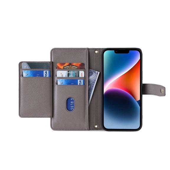 For Sharp Aquos sense8 Sheep Texture Cross-body Zipper Wallet Leather Phone Case(Grey)