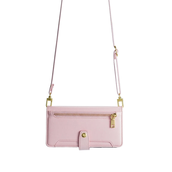 For Sharp Aquos sense8 Sheep Texture Cross-body Zipper Wallet Leather Phone Case(Pink)