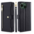 For Sharp Aquos R9 Sheep Texture Cross-body Zipper Wallet Leather Phone Case(Black) - More Brand by PMC TechLife | Online Shopping South Africa | PMC TechLife | Buy Now Pay Later Mobicred