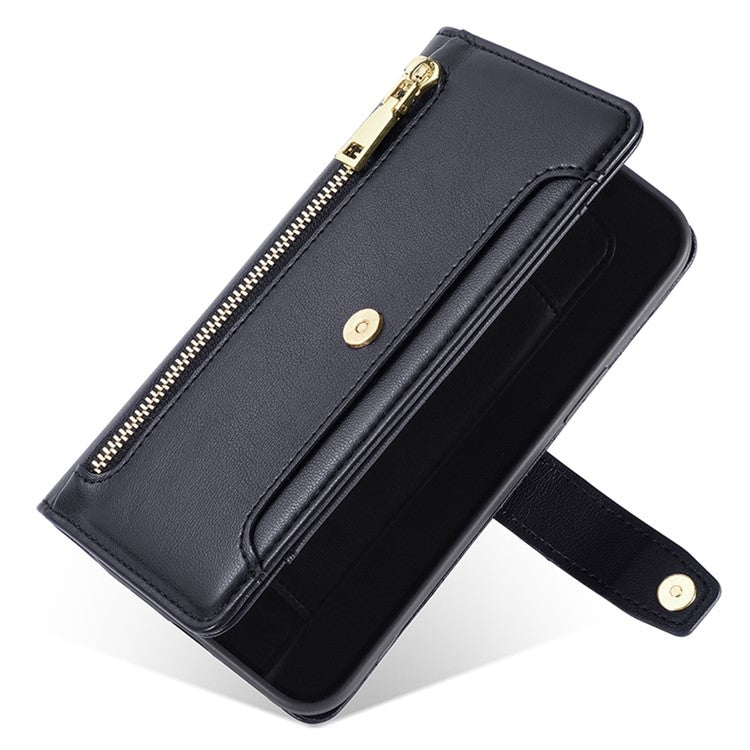 For Sharp Aquos R9 Sheep Texture Cross-body Zipper Wallet Leather Phone Case(Black)
