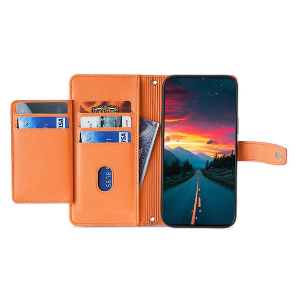For Sharp Aquos R9 Sheep Texture Cross-body Zipper Wallet Leather Phone Case(Orange)
