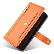 For Sharp Aquos R9 Sheep Texture Cross-body Zipper Wallet Leather Phone Case(Orange)